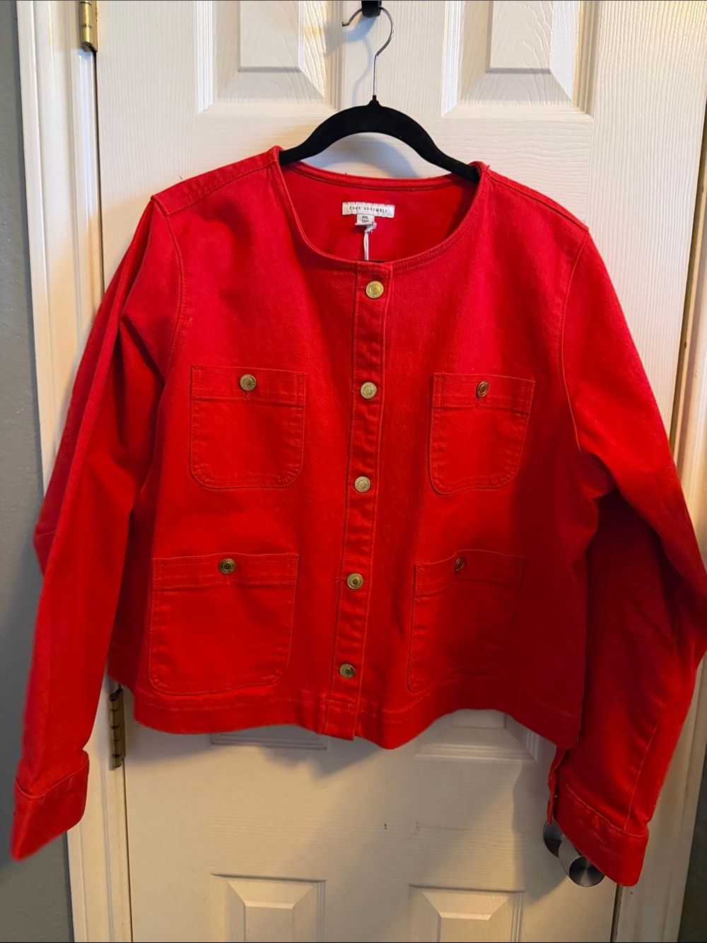 Free Assembly Red Cotton Jean Jacket